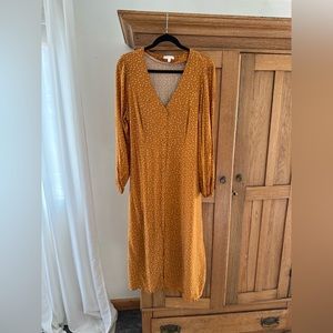 Mustard Yellow Button Down Midi Dress, size XL